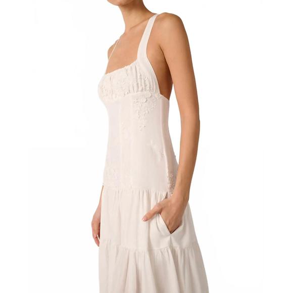 NEW WE WORE WHAT ruched cup peplum midi dress in white